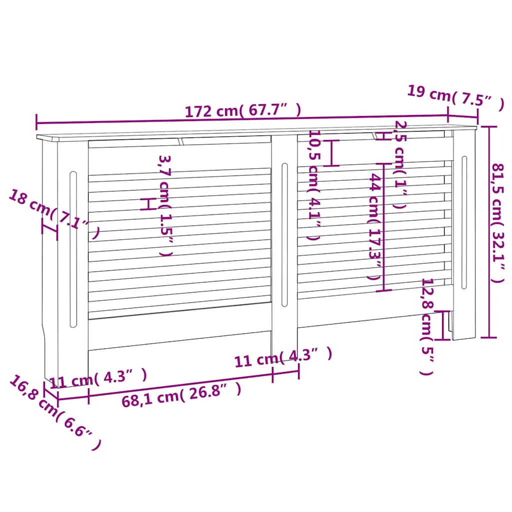 Κάλυμμα Καλοριφέρ Ανθρακί 172 x 19 x 81,5 εκ. από MDF - PAKOBAZAAR