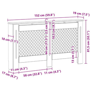 Κάλυμμα Καλοριφέρ Μαύρο 152 x 19 x 81,5 εκ. από MDF - PAKOBAZAAR