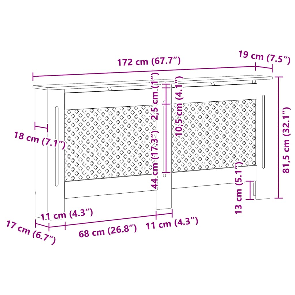Κάλυμμα Καλοριφέρ Ανθρακί 172 x 19 x 81,5 εκ. από MDF - PAKOBAZAAR