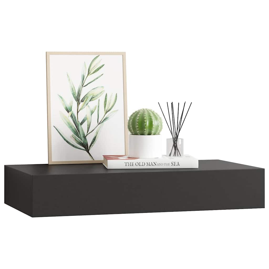 Ράφι Τοίχου με Συρτάρι Μαύρο 48 x 25 x 8 εκ. από MDF - PAKOBAZAAR