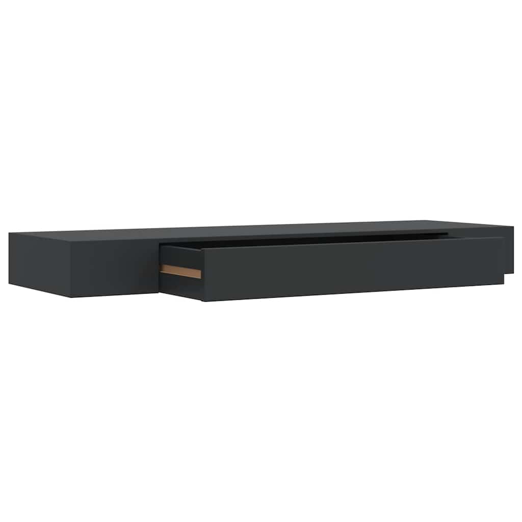 Ράφι Τοίχου με Συρτάρι Μαύρο 80 x 25 x 8 εκ. MDF - PAKOBAZAAR