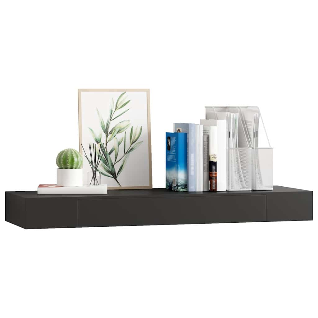 Ράφι Τοίχου με Συρτάρι Μαύρο 80 x 25 x 8 εκ. MDF - PAKOBAZAAR