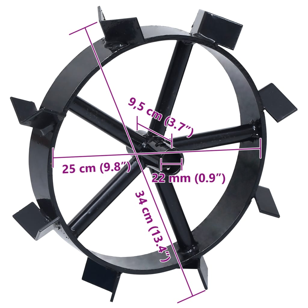 Μεταλλικοί Τροχοί 2 τεμ. για Φρέζα Βενζίνης 6,5 HP - PAKOBAZAAR