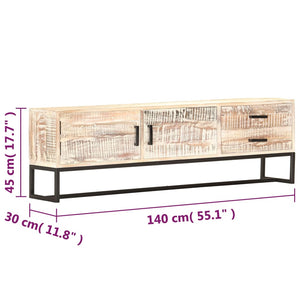 Έπιπλο Τηλεόρασης Λευκό 140 x 30 x 45 εκ. Μασίφ Ξύλο Ακακίας - PAKOBAZAAR