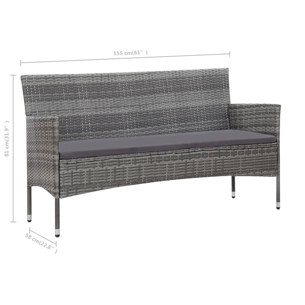 Σαλόνι Κήπου 4 Τεμαχίων Γκρι από Συνθετικό Ρατάν με Μαξιλάρια - Pakobazaar