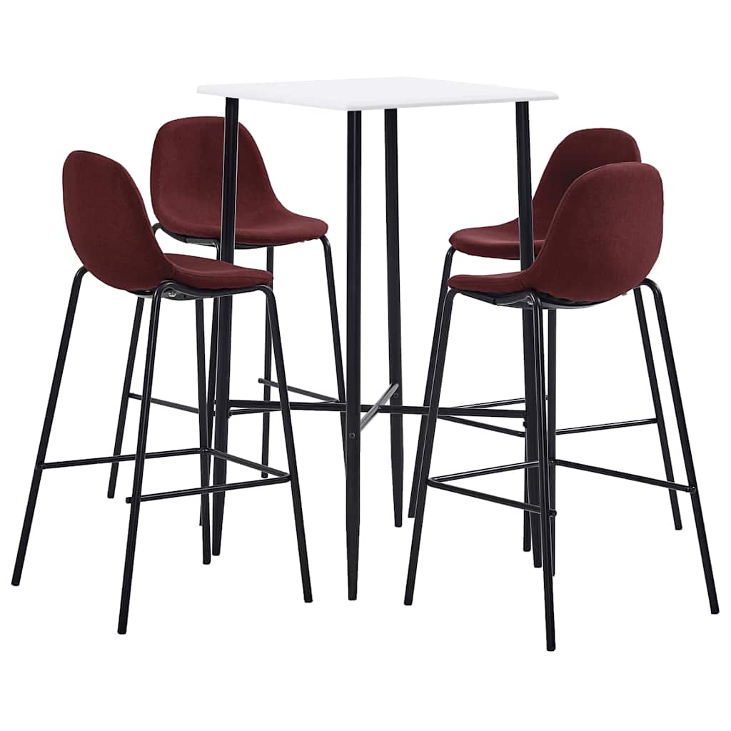 Σετ Επίπλων Μπαρ 5 Τεμαχίων Μπορντό Υφασμάτινο