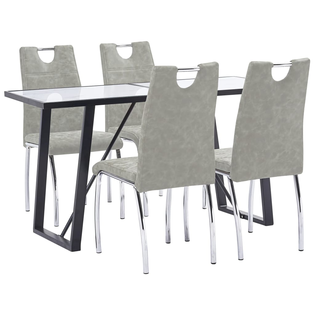 Σετ Τραπεζαρίας 5 Τεμαχίων Ανοιχτό Γκρι από Συνθετικό Δέρμα