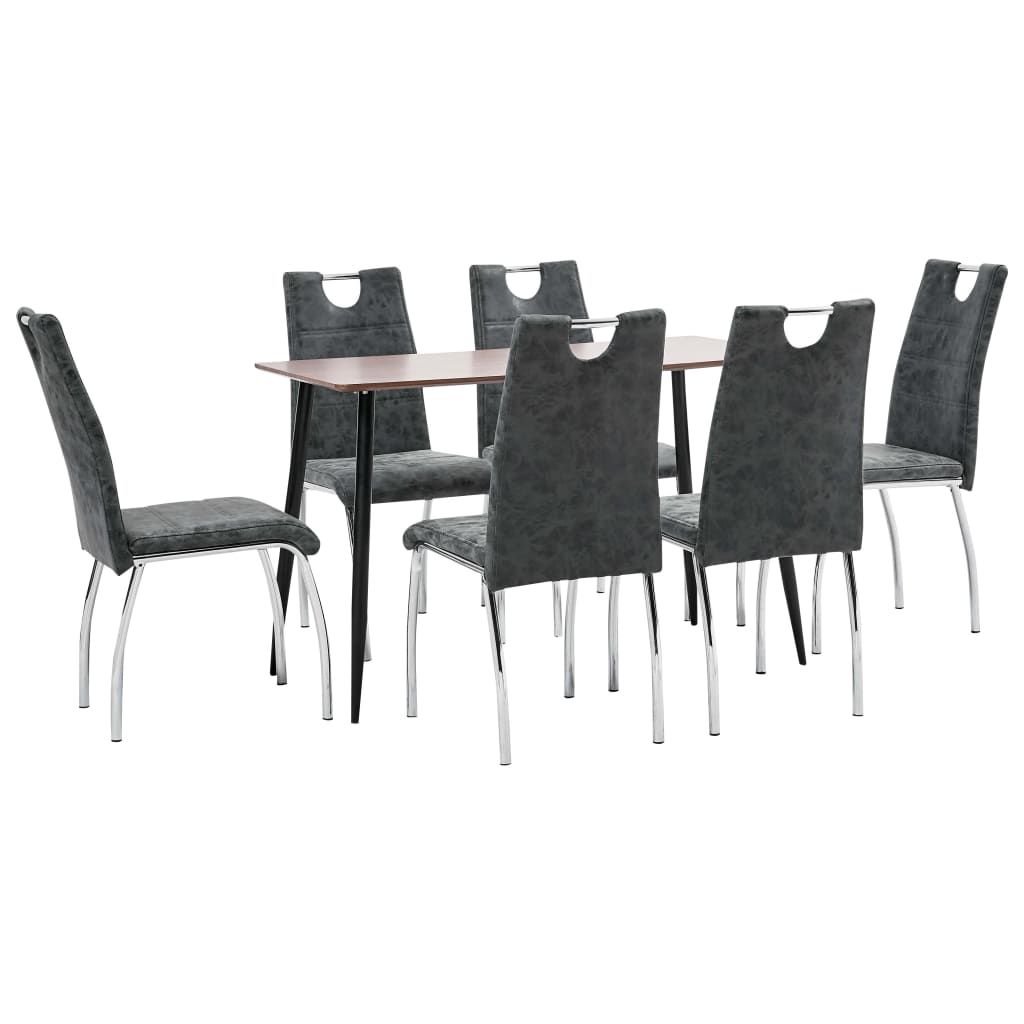 Σετ Τραπεζαρίας 7 Τεμαχίων Μαύρο από Συνθετικό Δέρμα