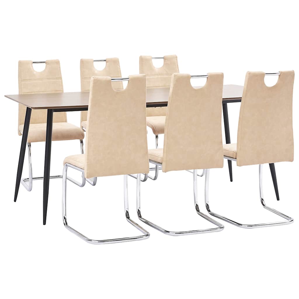 Σετ Τραπεζαρίας 7 τεμ. Κρεμ από Συνθετικό Δέρμα