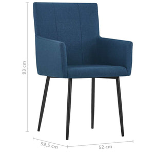 Καρέκλες Τραπεζαρίας με Μπράτσα 4 τεμ. Μπλε Υφασμάτινες