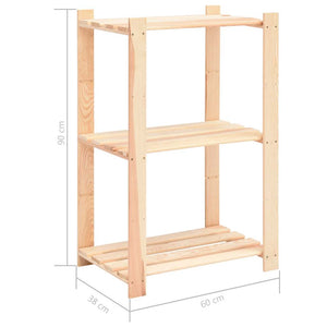 Ραφιέρες 3 Επιπέδων 2 τεμ 150 κ. 60x38x90 εκ. Μασίφ Ξύλο Πεύκου - Pakobazaar