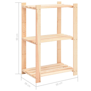 Ραφιέρες 3 Επιπέδων 3 τεμ 150 κ. 60x38x90 εκ. Μασίφ Ξύλο Πεύκου - Pakobazaar