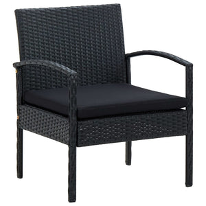 Σαλόνι Κήπου 4 Τεμαχίων Μαύρο από Συνθετικό Ρατάν με Μαξιλάρια - Pakobazaar