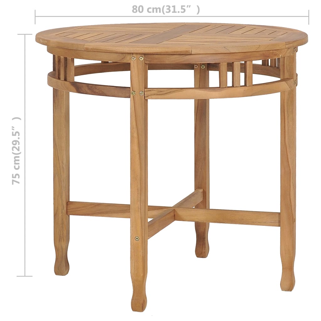 Τραπεζαρία Ø 80 εκ. από Μασίφ Ξύλο Teak
