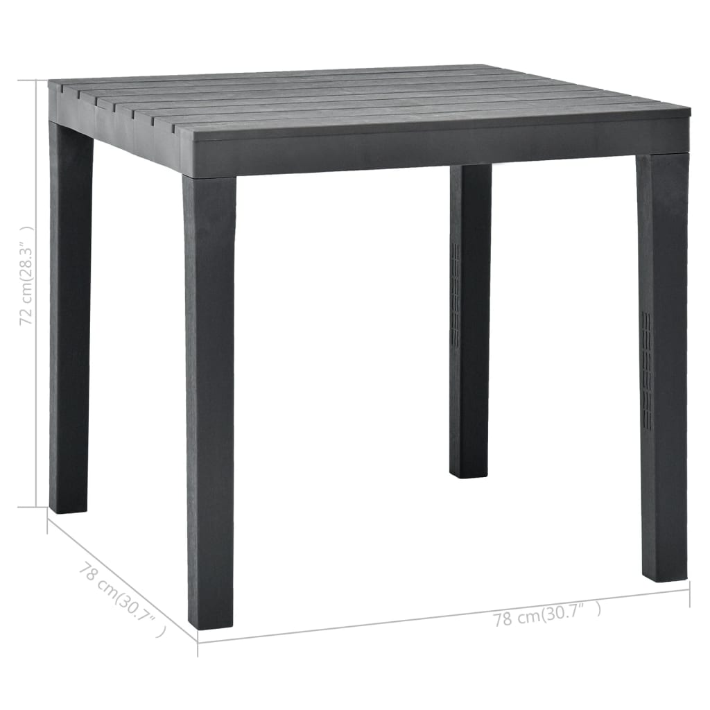 Τραπέζι Κήπου Ανθρακί 78 x 78 x 72 εκ. Πλαστικό - Pakobazaar