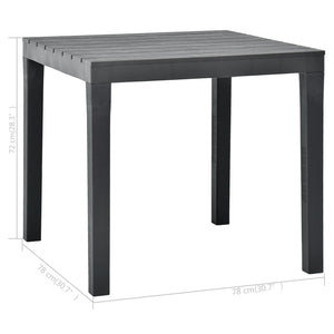 Τραπέζι Κήπου Ανθρακί 78 x 78 x 72 εκ. Πλαστικό - Pakobazaar