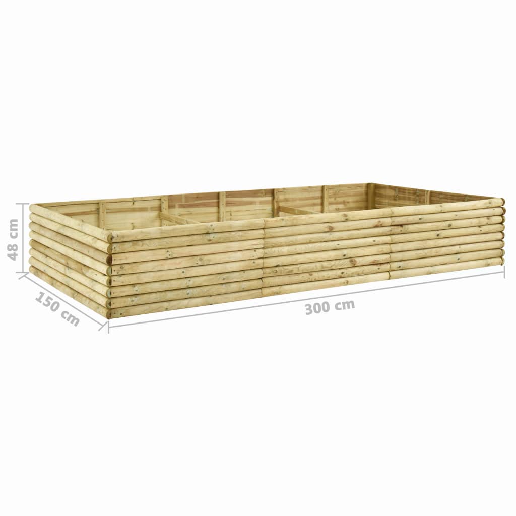 Ζαρντινιέρα Υπερυψωμένη 300x150x48 εκ/19 χιλ. Εμποτ.Ξύλο Πεύκου