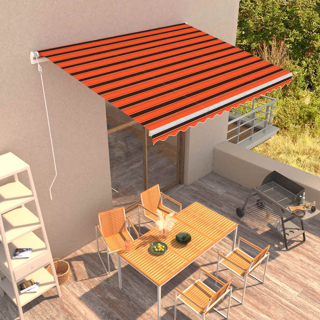 Τέντα Συρόμενη Αυτόματη Πορτοκαλί / Καφέ 400 x 300 εκ. - PAKOBAZAAR