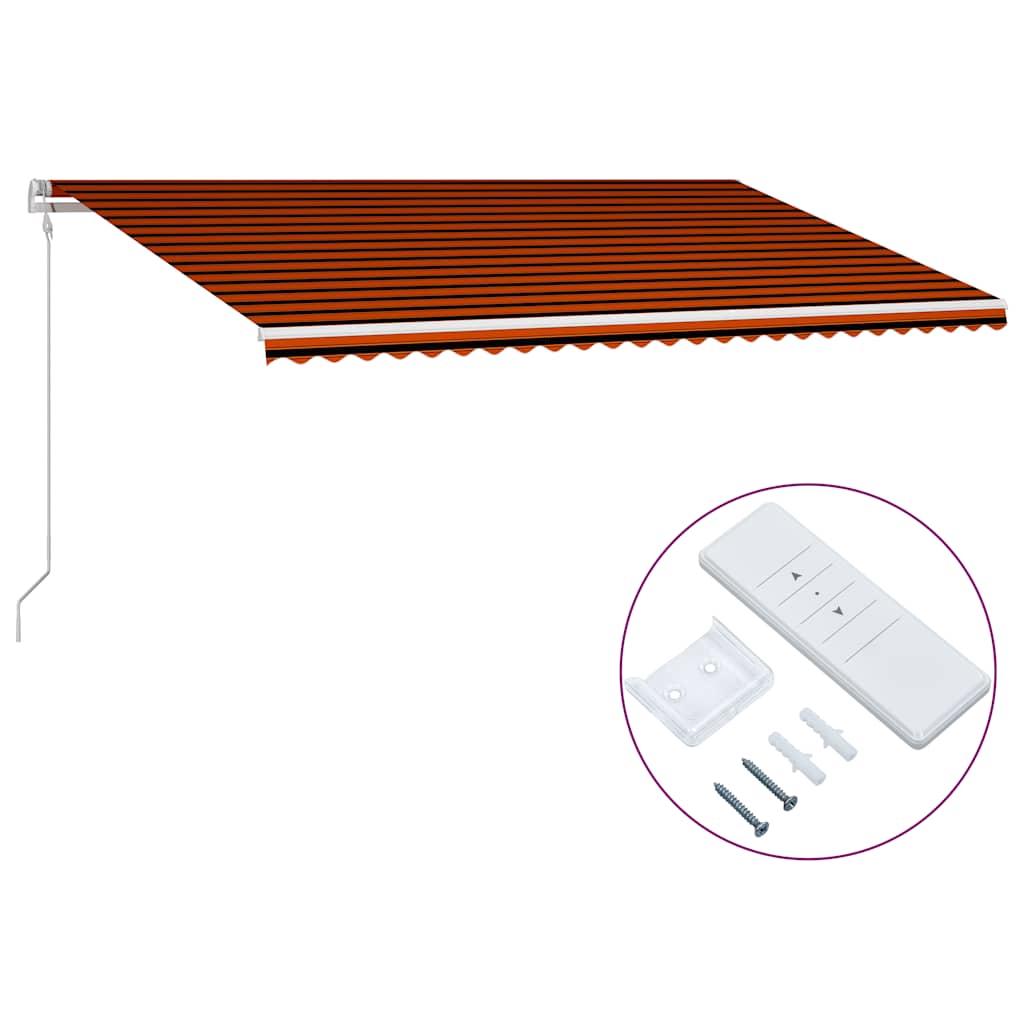 Τέντα Συρόμενη Αυτόματη Πορτοκαλί / Καφέ 600 x 300 εκ. - PAKOBAZAAR