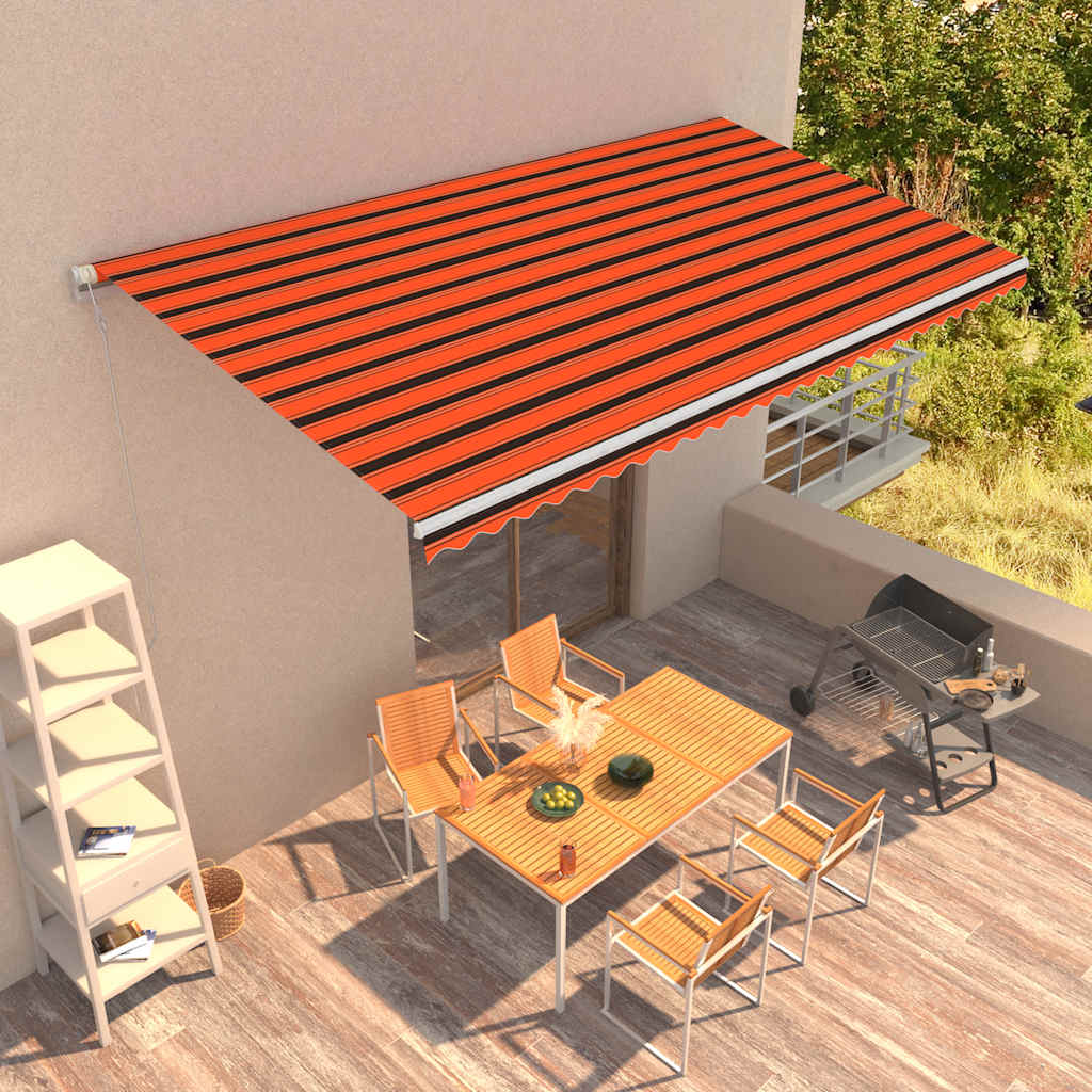 Τέντα Συρόμενη Αυτόματη Πορτοκαλί / Καφέ 600 x 300 εκ. - PAKOBAZAAR