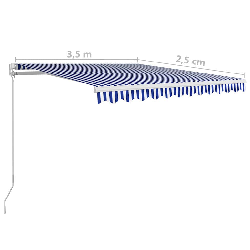 Τέντα Συρόμενη Χειροκίνητη Μπλε / Λευκό 350 x 250 εκ. - Pakobazaar