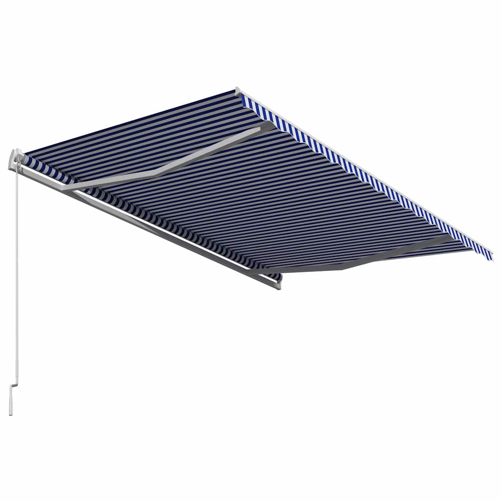 Τέντα Συρόμενη Χειροκίνητη Μπλε / Λευκό 450 x 300 εκ. - Pakobazaar