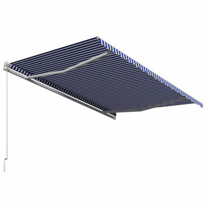 Τέντα Συρόμενη Χειροκίνητη Μπλε / Λευκό 450 x 300 εκ. - Pakobazaar