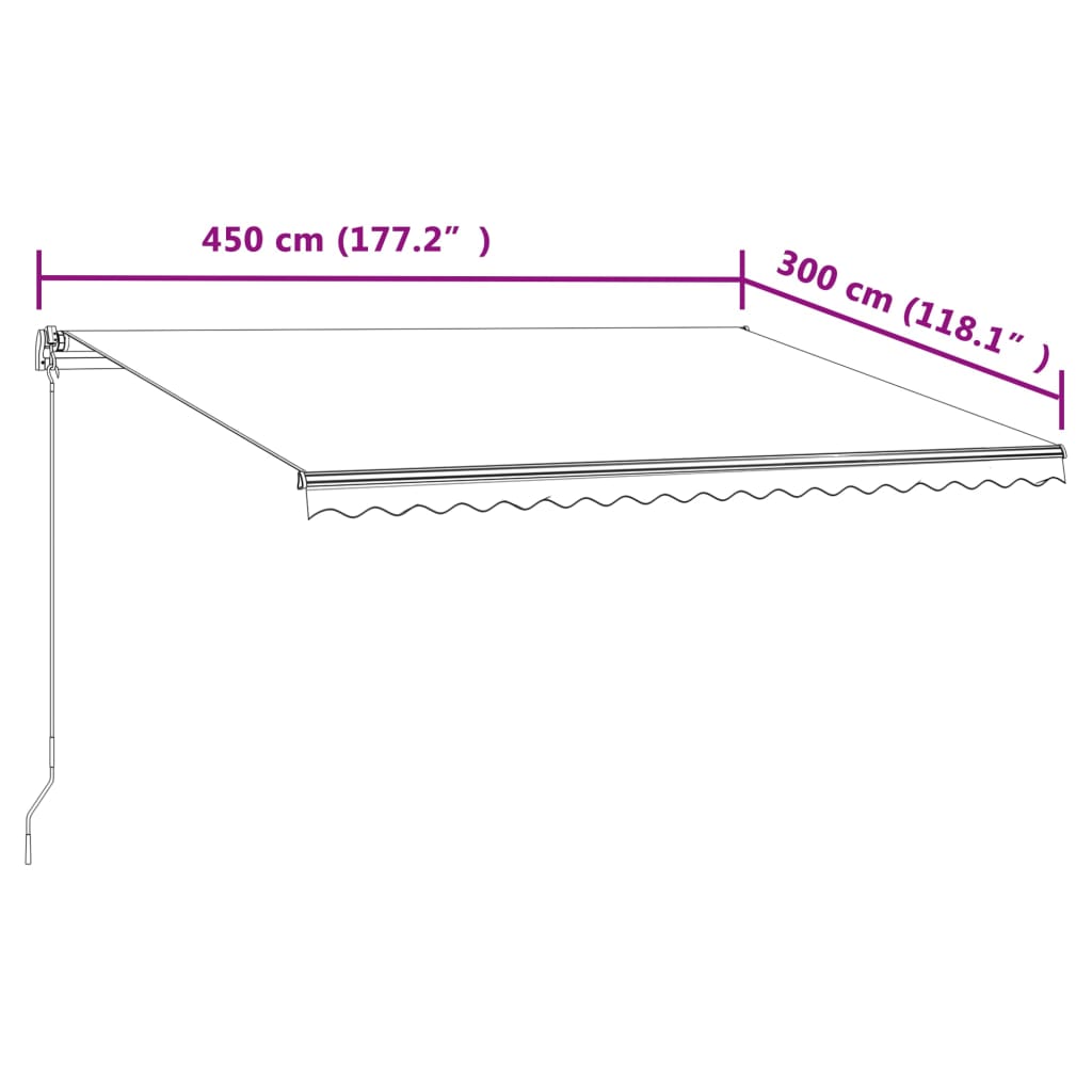 Τέντα Συρόμενη Αυτόματη Μπλε / Λευκό 450 x 300 εκ.
