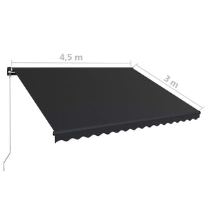 Τέντα Συρόμενη Χειροκίνητη Ανθρακί 450 x 300 εκ. - Pakobazaar