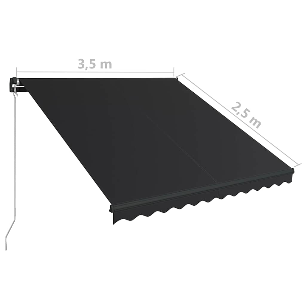 Τέντα Συρόμενη Χειροκίνητη με LED Ανθρακί 350 x 250 εκ. - PAKOBAZAAR