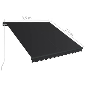 Τέντα Συρόμενη Χειροκίνητη με LED Ανθρακί 350 x 250 εκ. - PAKOBAZAAR