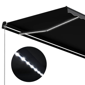 Τέντα Συρόμενη Χειροκίνητη με LED Ανθρακί 350 x 250 εκ. - PAKOBAZAAR
