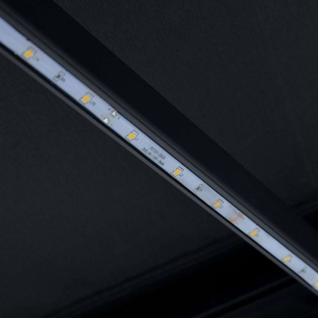 Τέντα Συρόμενη Χειροκίνητη με LED Ανθρακί 350 x 250 εκ. - PAKOBAZAAR