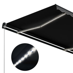 Τέντα Συρόμενη Χειροκίνητη με LED Ανθρακί 600 x 300 εκ.