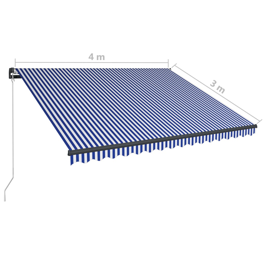 Τέντα Συρόμενη Χειροκίνητη με LED Μπλε / Λευκό 400 x 300 εκ.