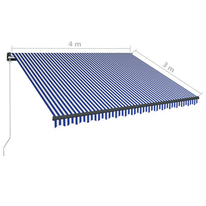Τέντα Συρόμενη Χειροκίνητη με LED Μπλε / Λευκό 400 x 300 εκ.