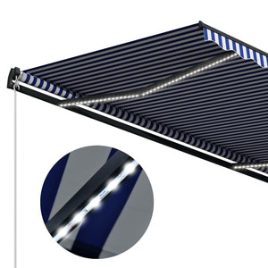 Τέντα Συρόμενη Χειροκίνητη με LED Μπλε / Λευκό 400 x 300 εκ.