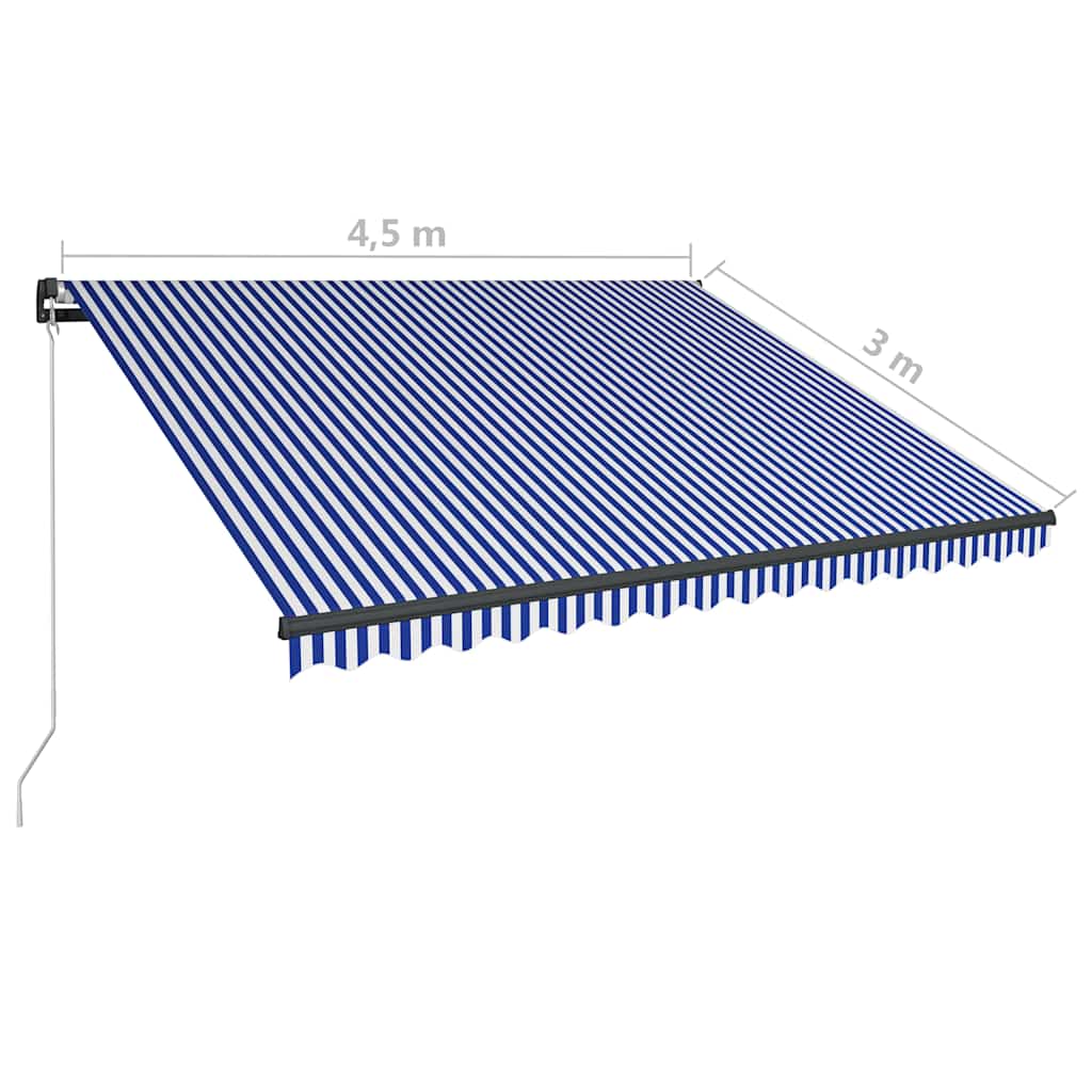 Τέντα Συρόμενη Χειροκίνητη με LED Μπλε / Λευκό 450 x 300 εκ.