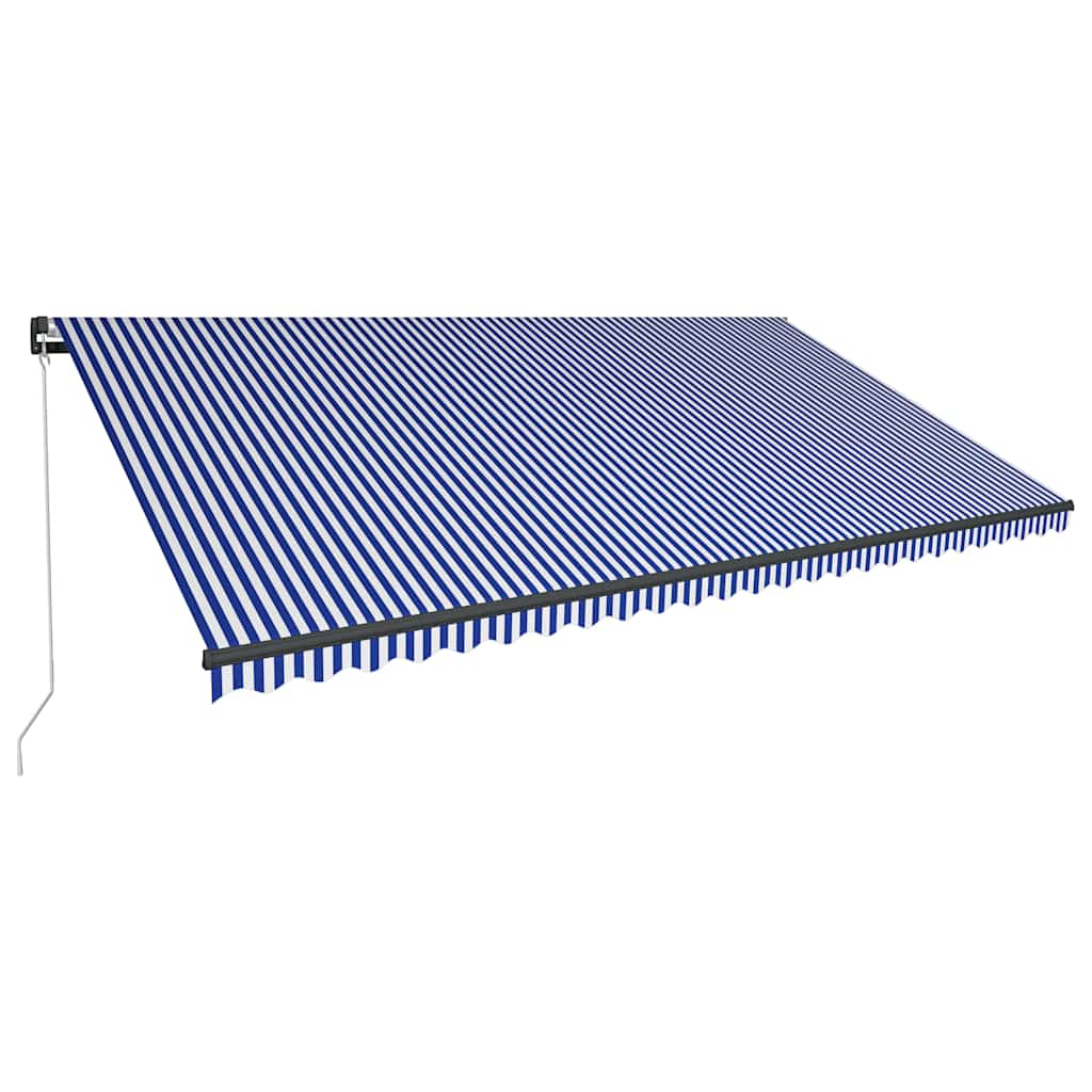 Τέντα Συρόμενη Χειροκίνητη με LED Μπλε / Λευκό 600 x 300 εκ.