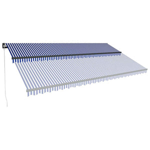 Τέντα Συρόμενη Χειροκίνητη με LED Μπλε / Λευκό 600 x 300 εκ.