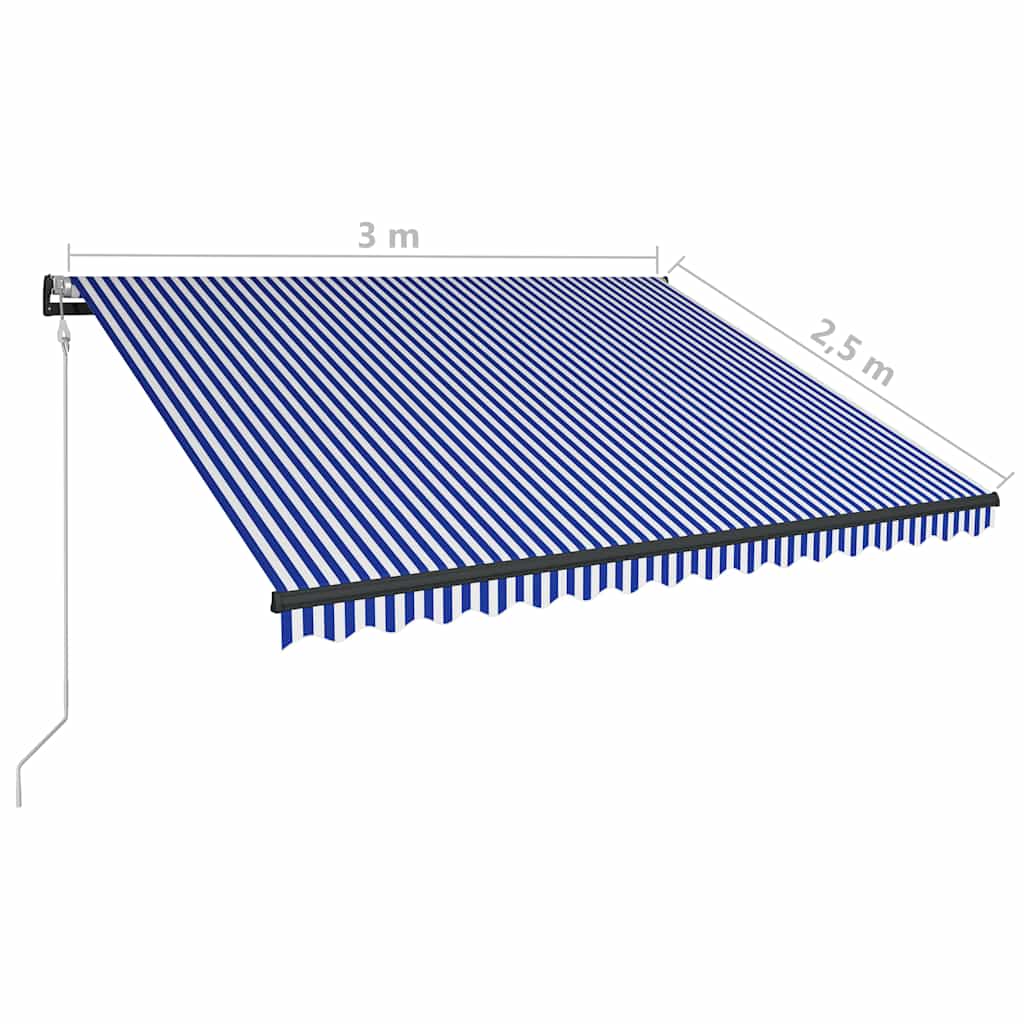 Τέντα με Αισθητήρα Ανέμου & LED Μπλε / Λευκή 300 x 250 εκ.
