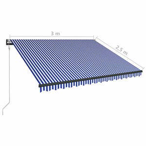 Τέντα με Αισθητήρα Ανέμου & LED Μπλε / Λευκή 300 x 250 εκ.