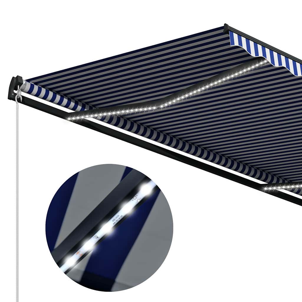 Τέντα με Αισθητήρα Ανέμου & LED Μπλε / Λευκή 300 x 250 εκ.