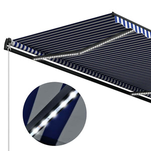 Τέντα με Αισθητήρα Ανέμου & LED Μπλε / Λευκή 300 x 250 εκ.