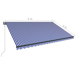 Τέντα με Αισθητήρα Ανέμου & LED Μπλε / Λευκή 500 x 300 εκ. - PAKOBAZAAR