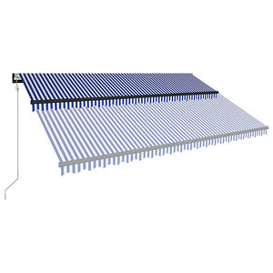Τέντα με Αισθητήρα Ανέμου & LED Μπλε / Λευκή 500 x 300 εκ. - PAKOBAZAAR