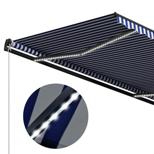Τέντα με Αισθητήρα Ανέμου & LED Μπλε / Λευκή 500 x 300 εκ. - PAKOBAZAAR