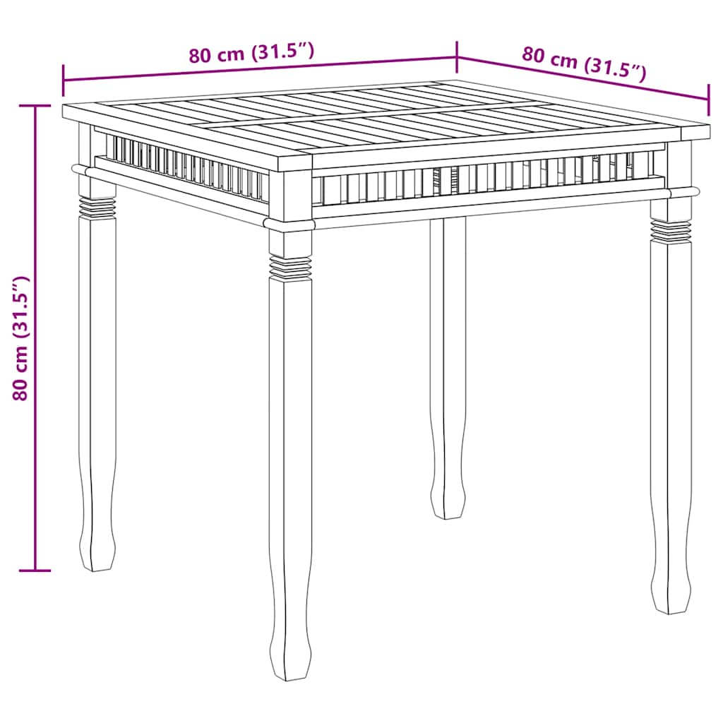 Τραπεζαρία Κήπου 80 x 80 x 80 εκ. από Μασίφ Ξύλο Teak - Pakobazaar