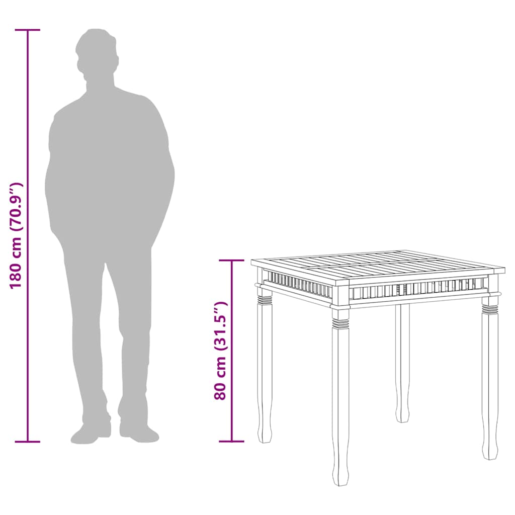 Τραπεζαρία Κήπου 80 x 80 x 80 εκ. από Μασίφ Ξύλο Teak - Pakobazaar