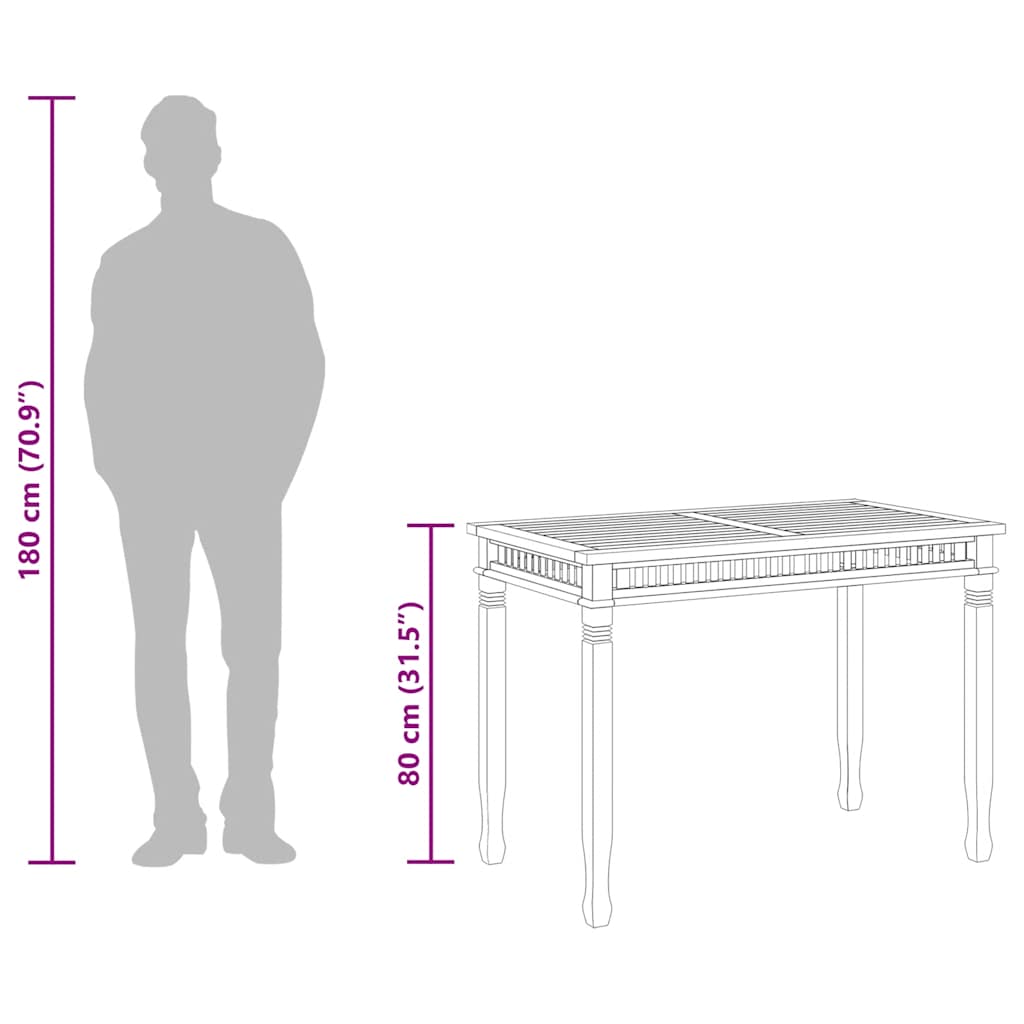 Τραπεζαρία Κήπου 120 x 65x 80 εκ. από Μασίφ Ξύλο Teak - Pakobazaar